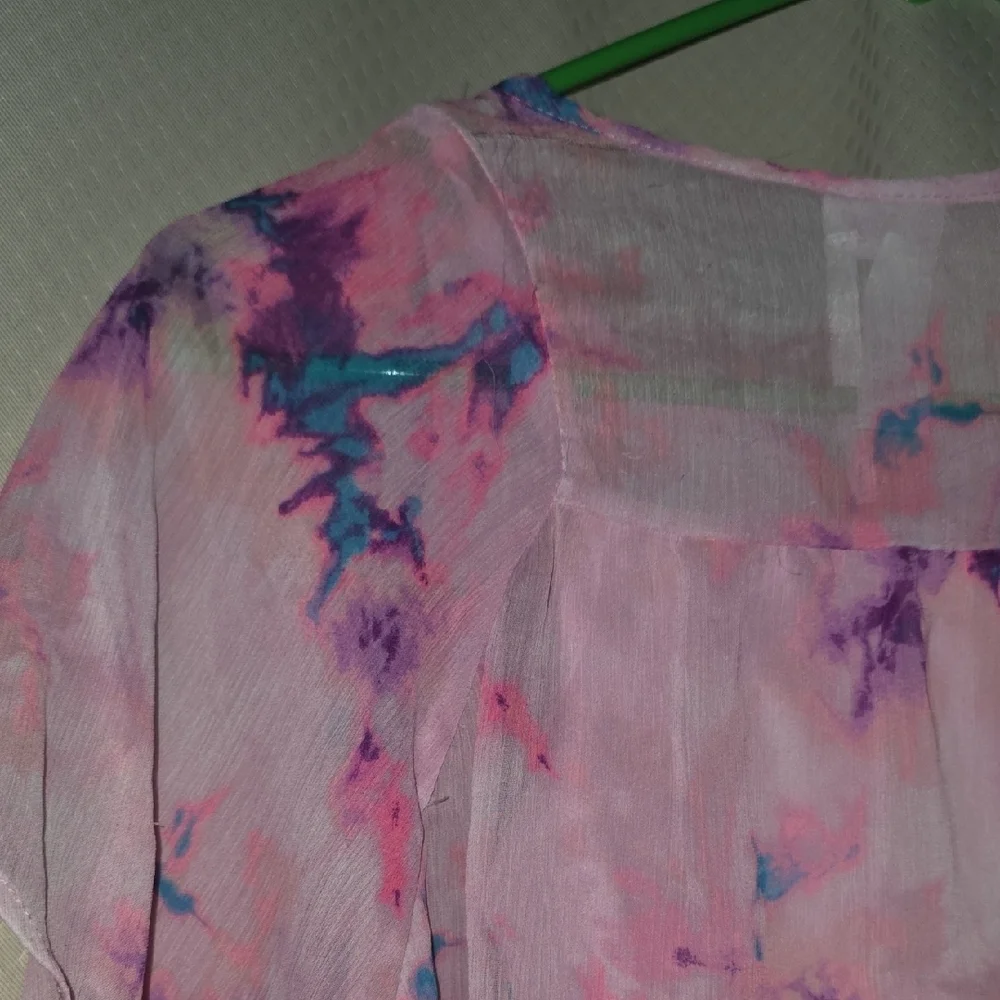 Justice Pink and Purple Tie-Dye Blouse with Sequin Detail